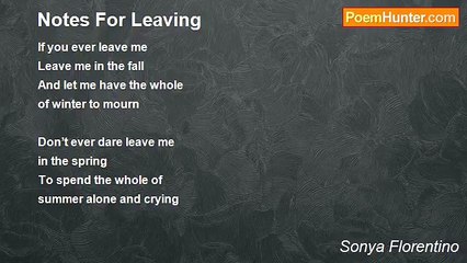 Sonya Florentino - Notes For Leaving