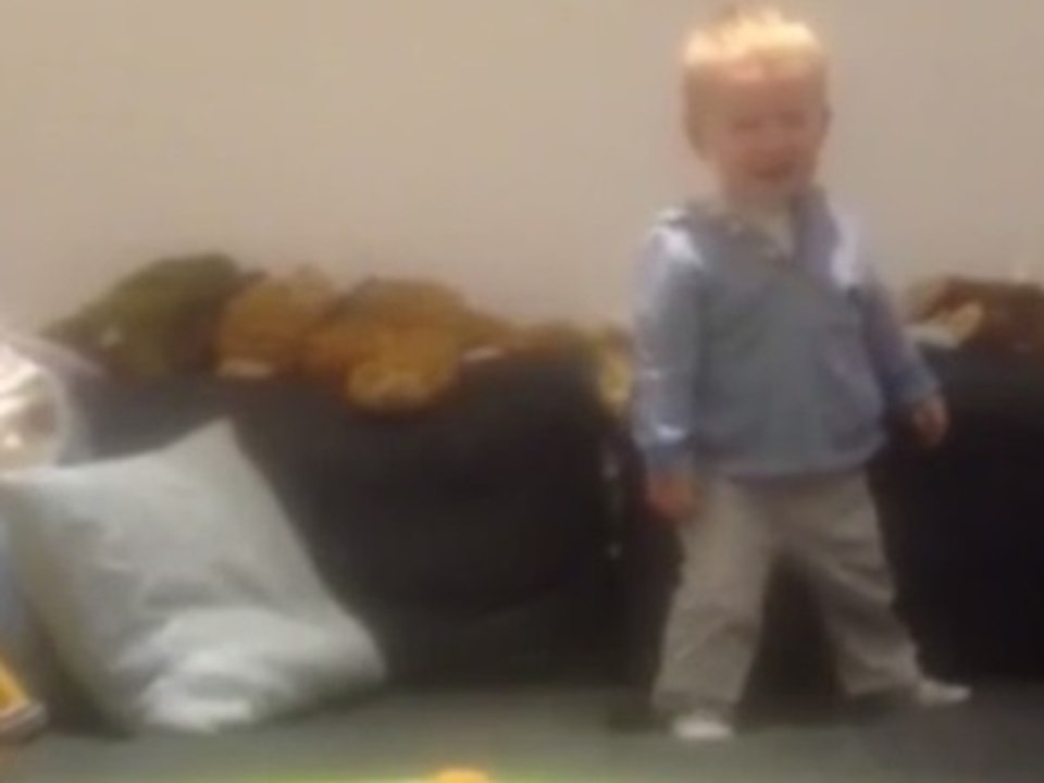 Daredevil baby belly flops into ball pit