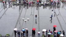 Flash mob marriage proposal at public square
