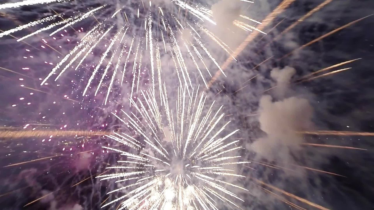 Flying a quadcopter through fireworks