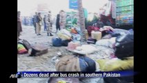 Dozens dead after bus crash in southern Pakistan