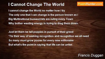 Francis Duggan - I Cannot Change The World