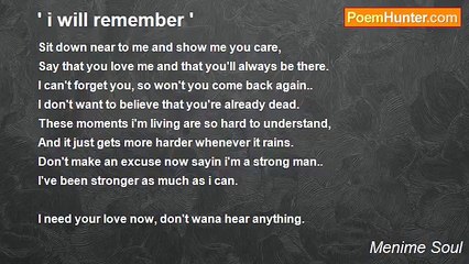 Menime Soul - ' i will remember '