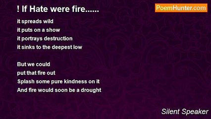 Silent Speaker - ! If Hate were fire......