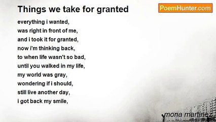 mona martinez - Things we take for granted