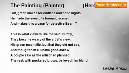 Leslie Alexis - The Painting (Painter)             (Heroic Sestet)