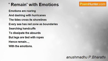 anushmadhu P.Bharathi - ' Remain' with Emotions