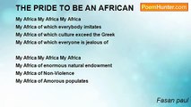 Fasan paul - THE PRIDE TO BE AN AFRICAN