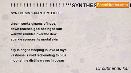 Dr subhendu kar - ! ! ! ! ! ! ! ! ! ! ! ! ! ! ! ! ! ***SYNTHESIS / QUANTUM  LIGHT ***! ! ! ! ! ! ! ! ! ! ! ! ! ! !