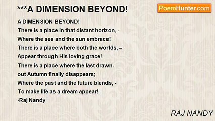 RAJ NANDY - ***A DIMENSION BEYOND!
