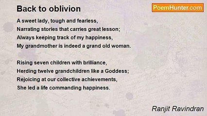 Ranjit Ravindran - Back to oblivion