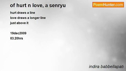indira babbellapati - of hurt n love, a senryu