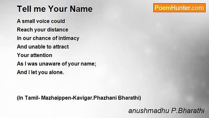 anushmadhu P.Bharathi - Tell me Your Name