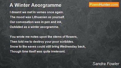 Sandra Fowler - A Winter Aeorgramme