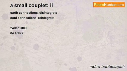 indira babbellapati - a small couplet: ii