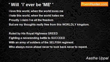 Aastha Uppal - ' Will  'i' ever be 'ME' '