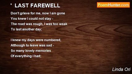 Linda Ori - '  LAST FAREWELL