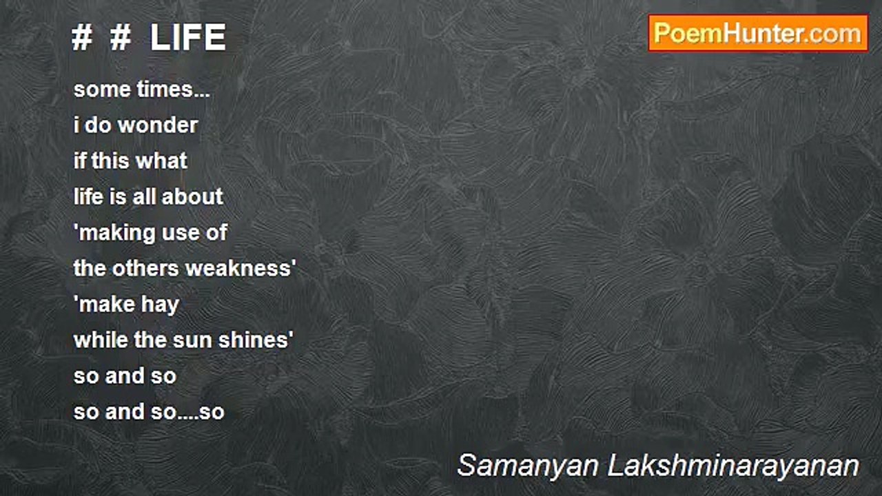 Samanyan Lakshminarayanan - #  #  LIFE