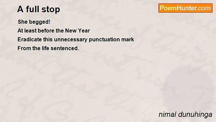 nimal dunuhinga - A full stop