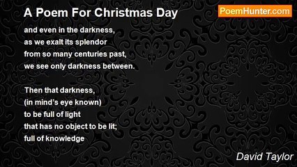 David Taylor - A Poem For Christmas Day