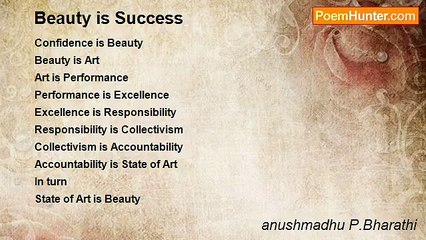 anushmadhu P.Bharathi - Beauty is Success