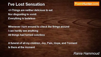 Rania Hammoud - I've Lost Sensation
