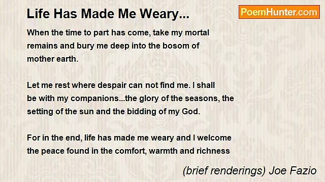 (brief renderings) Joe Fazio - Life Has Made Me Weary...