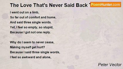 Peter Vector - The Love That's Never Said Back To You