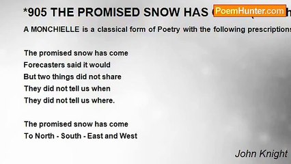 John Knight - *905 THE PROMISED SNOW HAS COME (Monchielle)