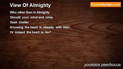 yoonoos peerbocus - View Of Almighty