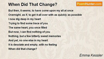 Emma Kessler - When Did That Change?