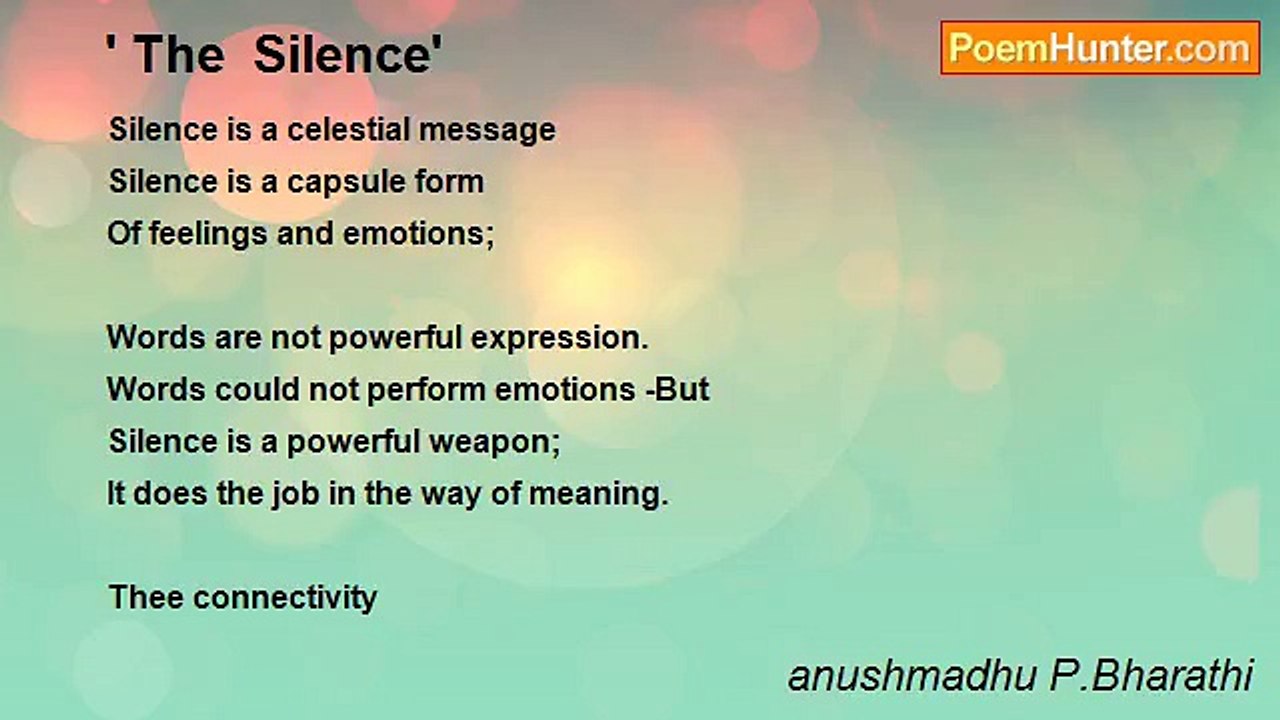 anushmadhu P.Bharathi - ' The  Silence'