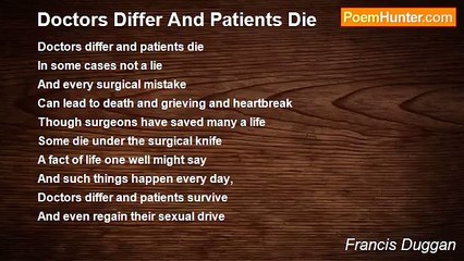 Francis Duggan - Doctors Differ And Patients Die