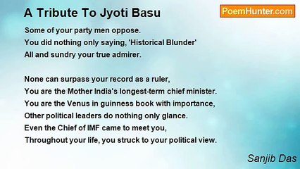 Sanjib Das - A Tribute To Jyoti Basu