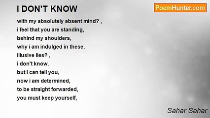 Sahar Sahar - I DON'T KNOW