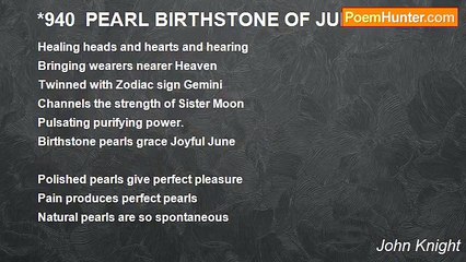 John Knight - *940  PEARL BIRTHSTONE OF JUNE