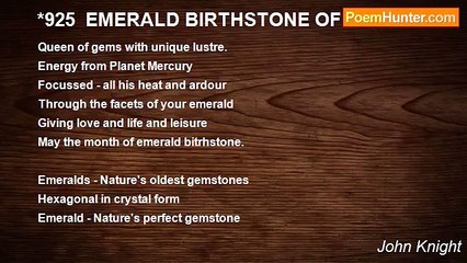 John Knight - *925  EMERALD BIRTHSTONE OF MAY