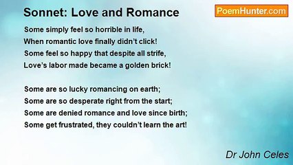 Dr John Celes - Sonnet: Love and Romance