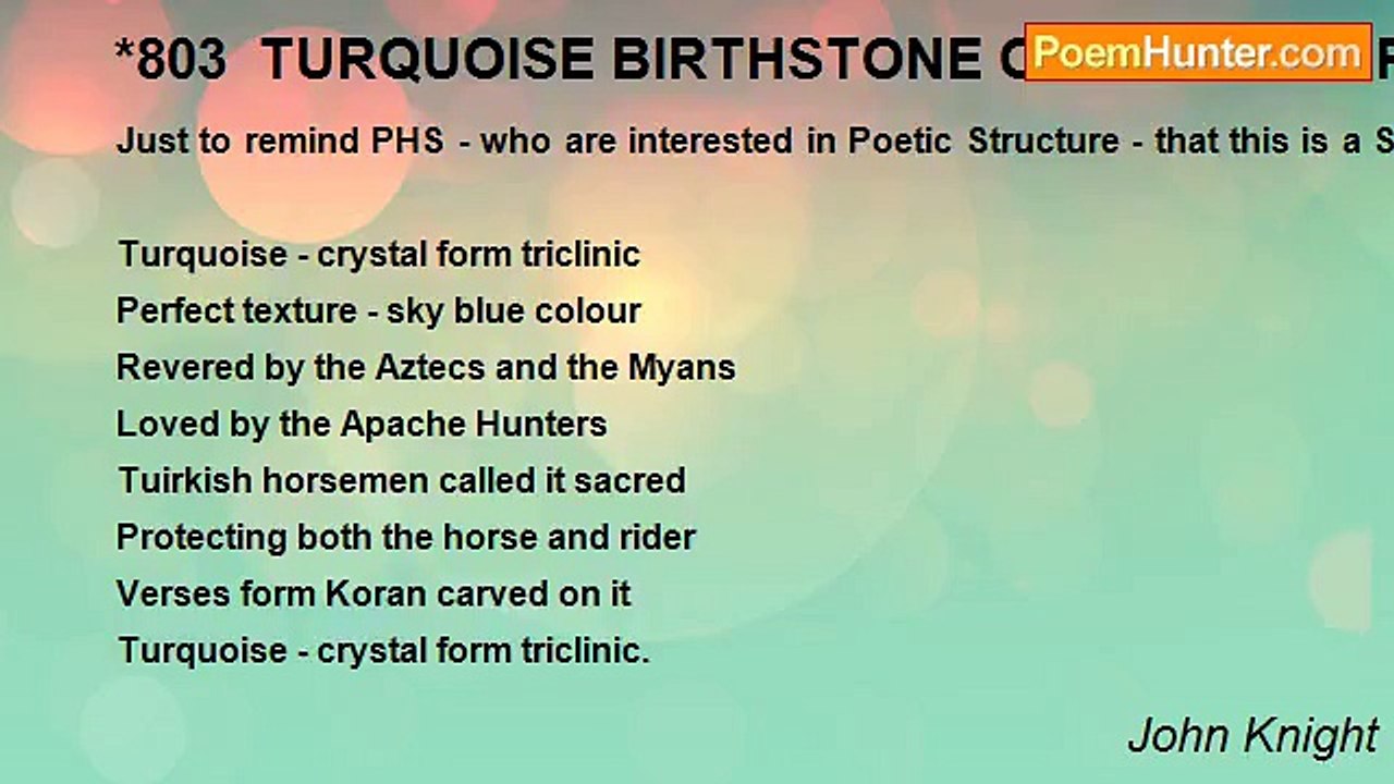 John Knight - *803  TURQUOISE BIRTHSTONE OF DECEMBER