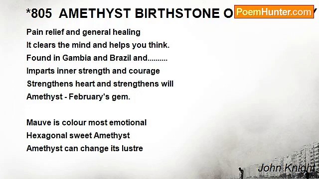 John Knight - *805 AMETHYST BIRTHSTONE OF FEBRUARY