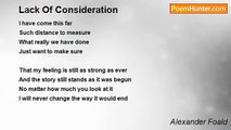 Alexander Foald - Lack Of Consideration