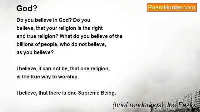 (brief renderings) Joe Fazio - God?