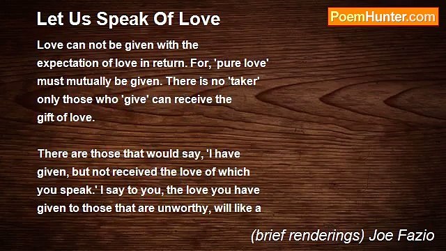 (brief renderings) Joe Fazio - Let Us Speak Of Love