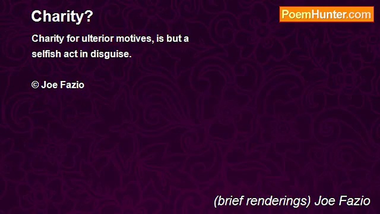 (brief renderings) Joe Fazio - Charity?