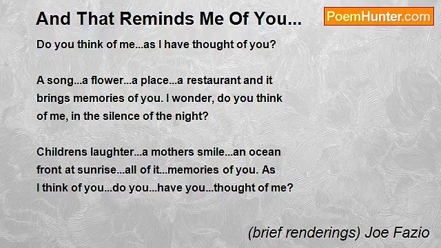 (brief renderings) Joe Fazio - And That Reminds Me Of You...