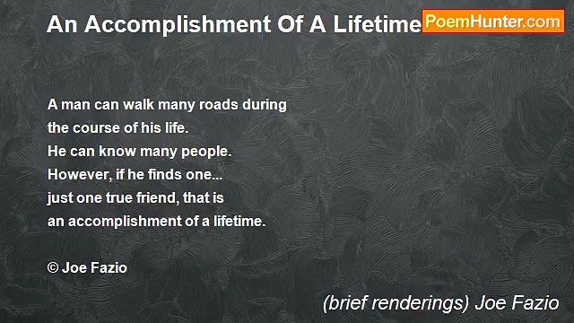 (brief renderings) Joe Fazio - An Accomplishment Of A Lifetime