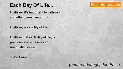 (brief renderings) Joe Fazio - Each Day Of Life...