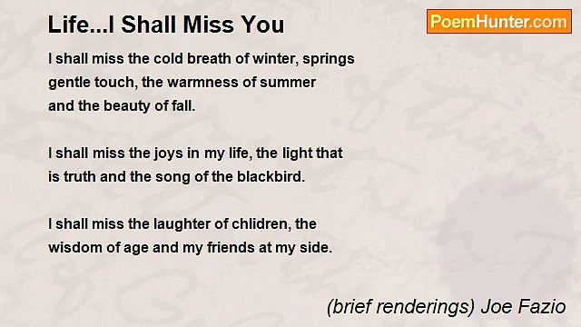 (brief renderings) Joe Fazio - Life...I Shall Miss You