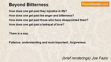 (brief renderings) Joe Fazio - Beyond Bitterness