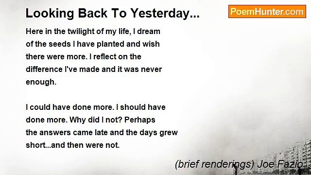 (brief renderings) Joe Fazio - Looking Back To Yesterday...